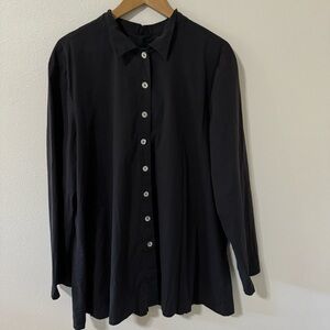 Elemente Clemente Double Sided Button Longline Blouse Black Lagenlook 4/X-Large